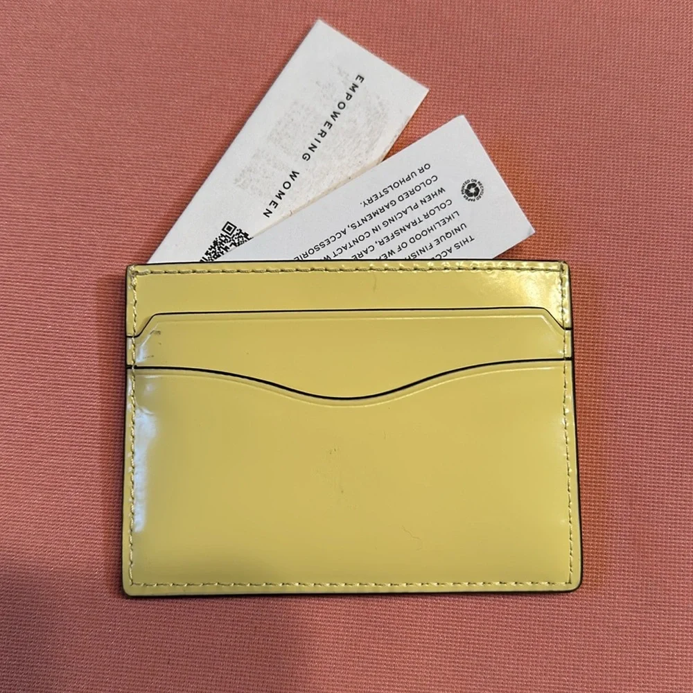 New TORY Burch Patent Leather Card Case. Yellow.